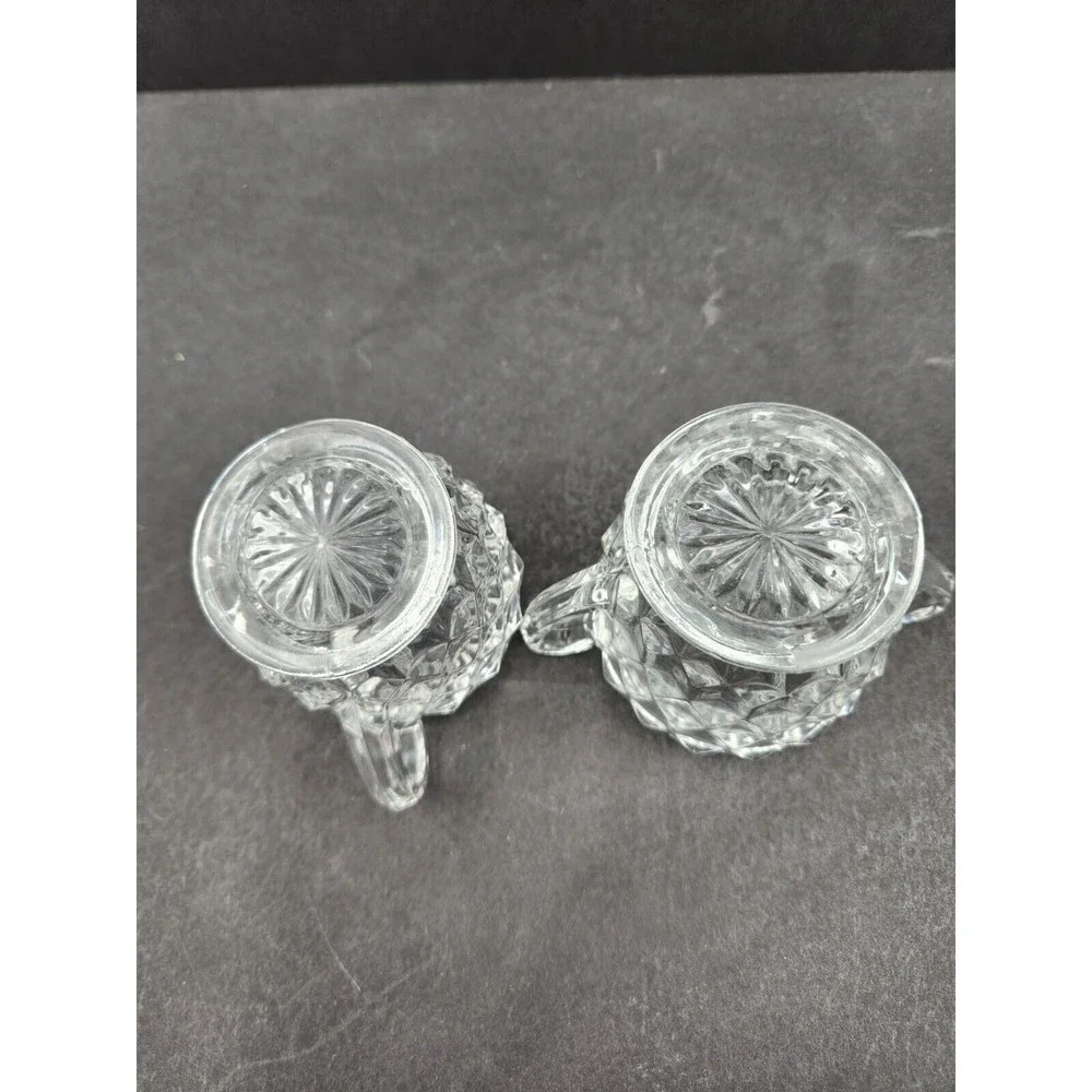 Vintage Fostoria American Glass Cubist Tea Cream and Sugar‎ Set Rare small size